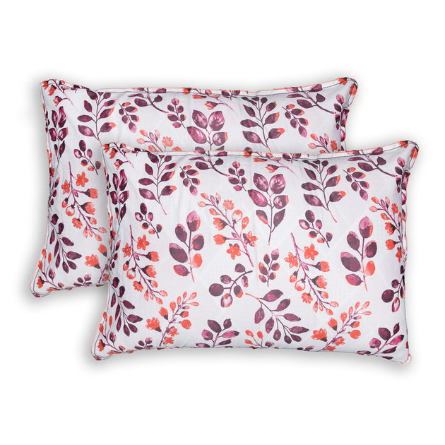 Pink Violet Leafy Cotton Double Bedsheet Srijee Decors