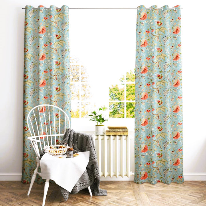 Calicut Green Duck Cotton Jaipuri Printed Curtains (100% Cotton)