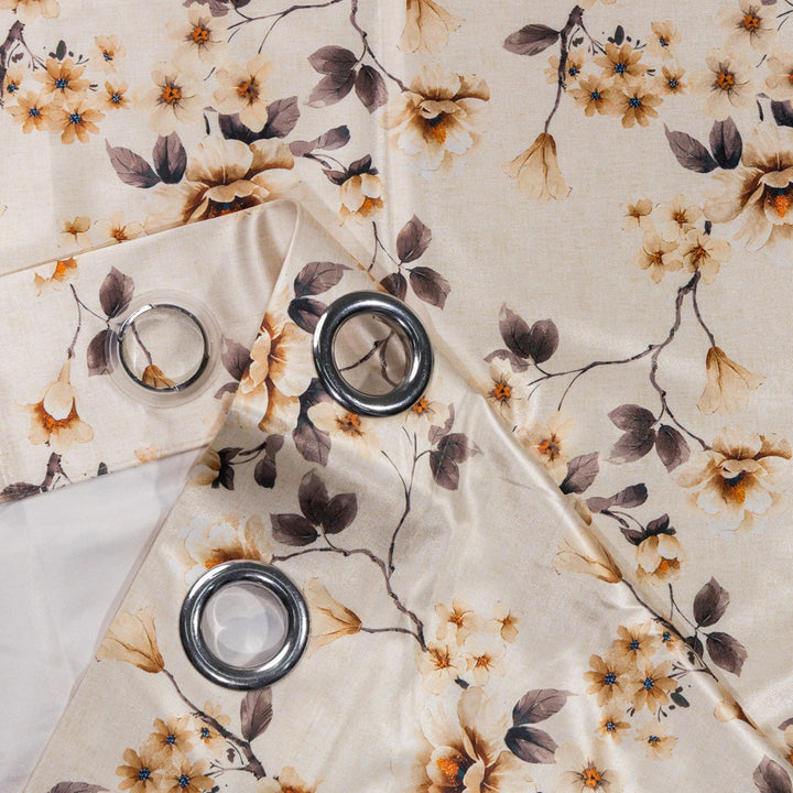 Luxurious Digital Printed Faux Silk Heavy Curtains - White Bale