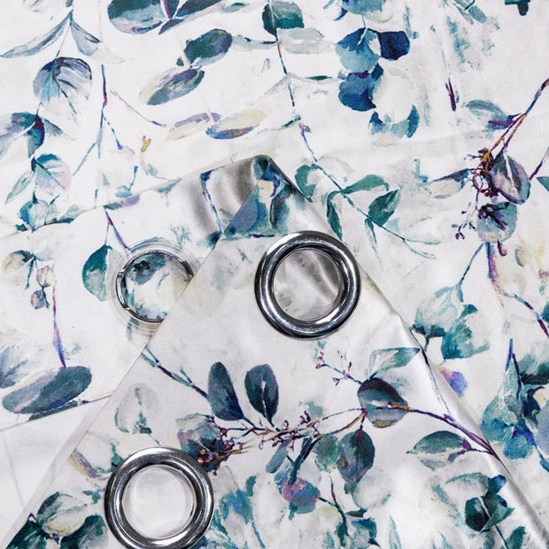 Luxurious Digital Printed Faux Silk Heavy Curtains - Grey Petals