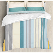 Aqua Stripes Cotton Blend Elastic Fitted Queen Bedsheet