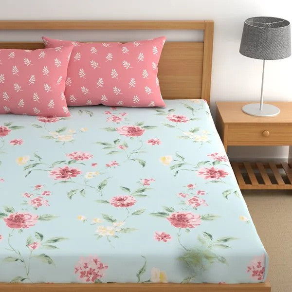 Bare Earth Cotton Blend Elastic Fitted King Bedsheet