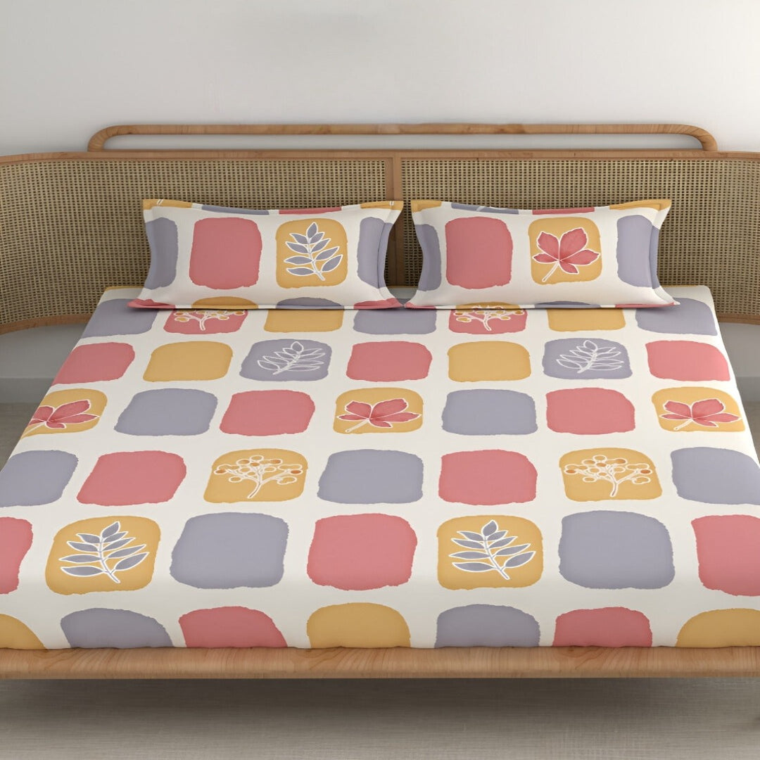 Pac Man Cotton Blend Elastic Fitted King Bedsheet