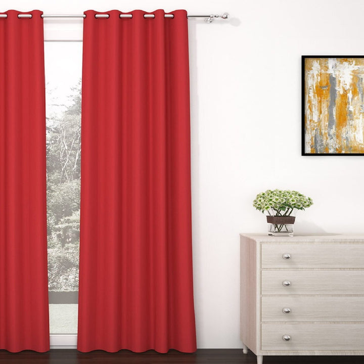Red Blackout Faux Silk Room Darkening Window/Door/Long Door Curtains (10204)