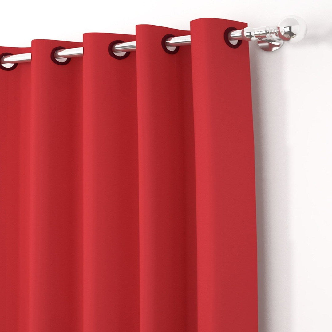 Red Blackout Faux Silk Room Darkening Window/Door/Long Door Curtains (10204)