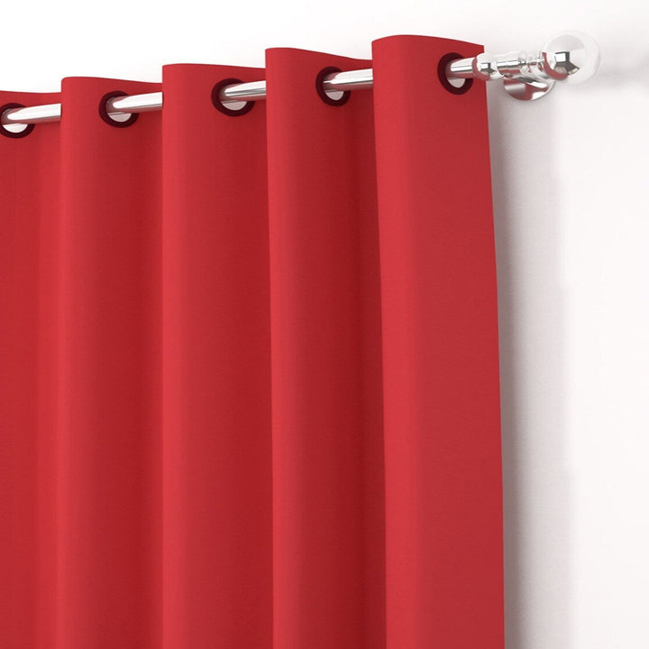 Red Blackout Faux Silk Room Darkening Window/Door/Long Door Curtains (10204)