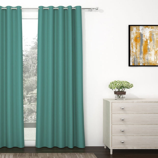 Turqoise Blackout Faux Silk Room Darkening Window/Door/Long Door Curtains (10211)