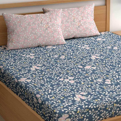 Spring Fling Cotton Blend Super King Bedsheet with 2 Pillow Covers (108x108 inches)