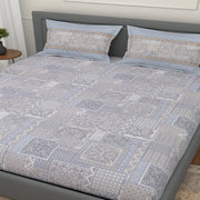 Senegal Luxury Pure Cotton 300 TC King Size Bedsheet - Blue Mandana
