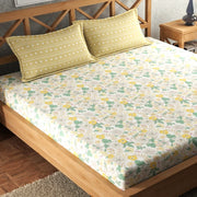 Yellow Rose Cotton Blend Elastic Fitted King Bedsheet