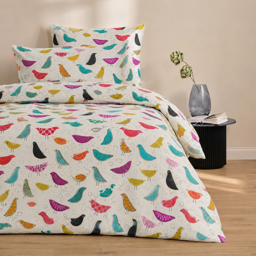 Chirping Birds Cotton King Bedsheet - 250 TC