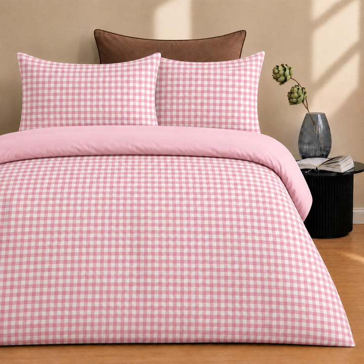Crisscross Pink Cotton King Bedsheet - 250 TC