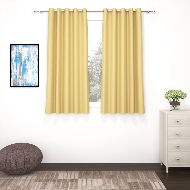 Golden Blackout Faux Silk Room Darkening Window/Door/Long Door Curtains (10202)