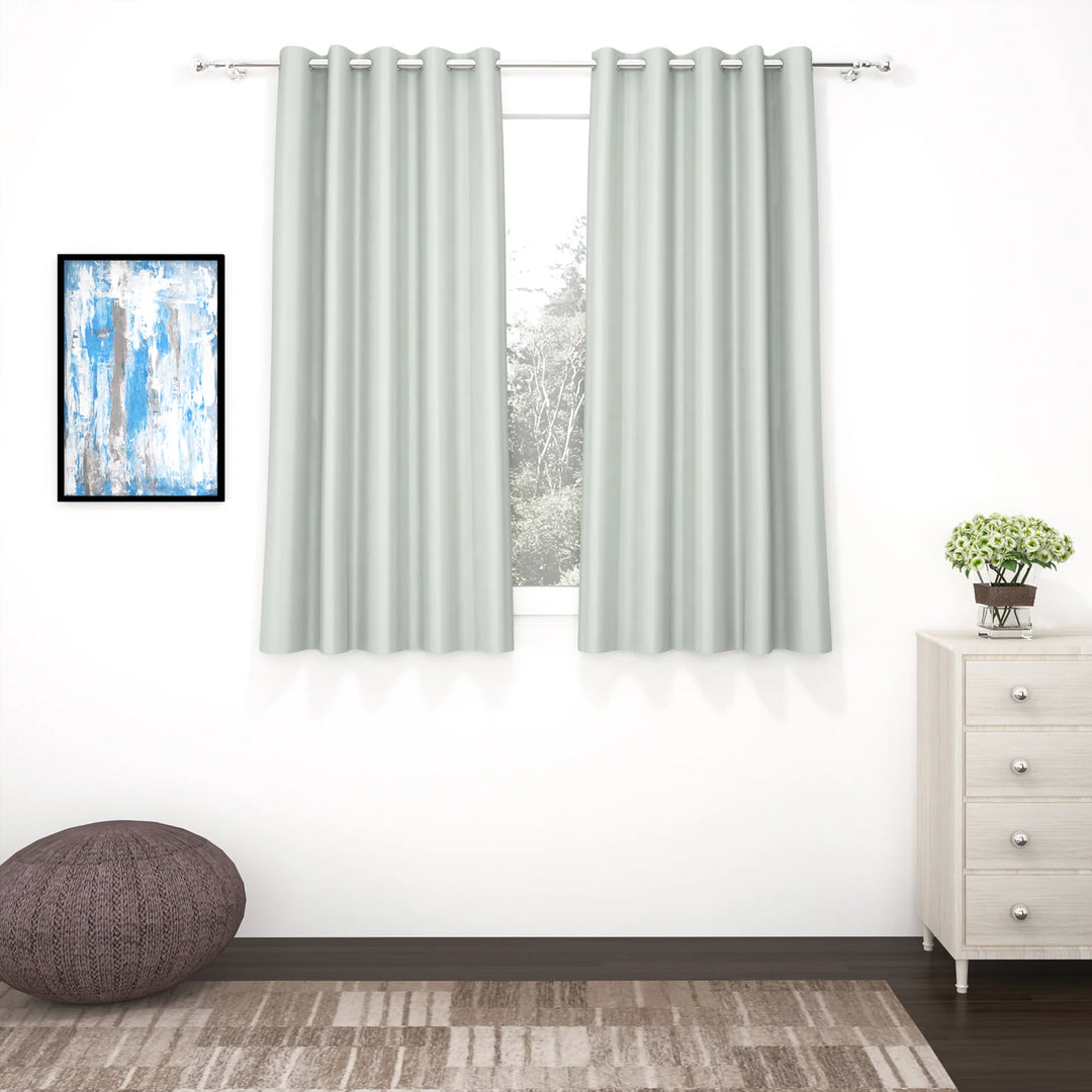 Light Grey Blackout Faux Silk Room Darkening Window/Door/Long Door Curtains (10209)