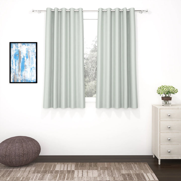 Light Grey Blackout Faux Silk Room Darkening Window/Door/Long Door Curtains (10209)