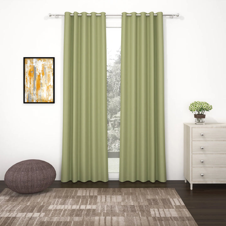 Green Blackout Faux Silk Room Darkening Window/Door/Long Door Curtains(10206)