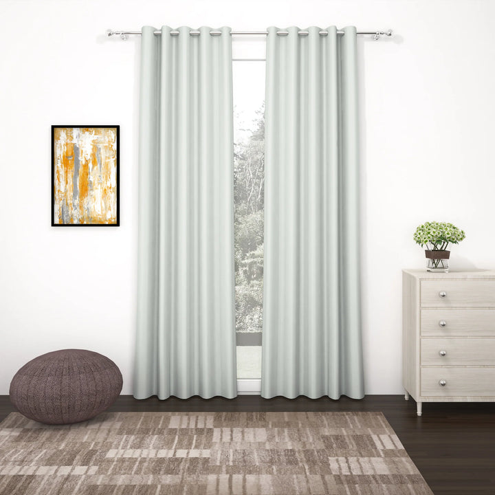 Light Grey Blackout Faux Silk Room Darkening Window/Door/Long Door Curtains (10209)