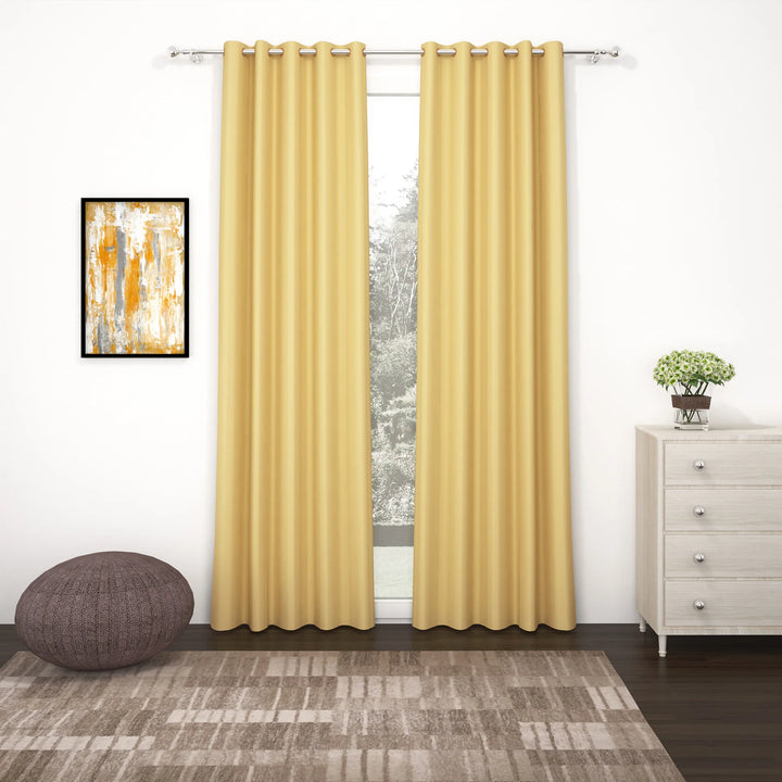 Golden Blackout Faux Silk Room Darkening Window/Door/Long Door Curtains (10202)