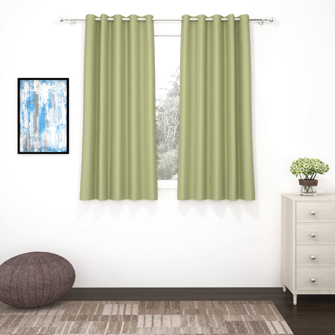 Green Blackout Faux Silk Room Darkening Window/Door/Long Door Curtains(10206)