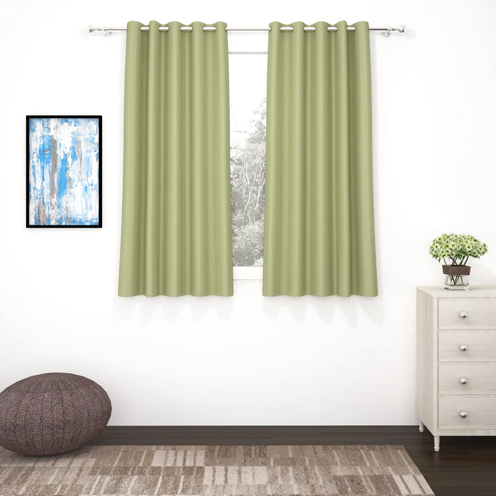 Green Blackout Faux Silk Room Darkening Window/Door/Long Door Curtains(10206)