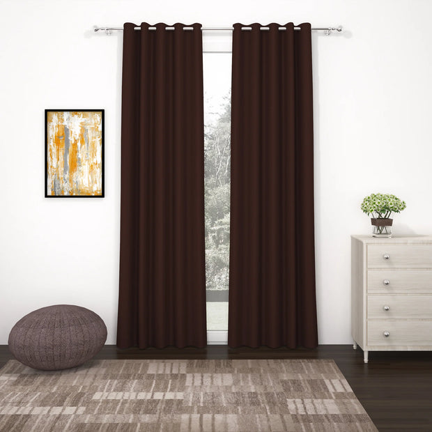 Brown Blackout Faux Silk Room Darkening Window/Door/Long Door Curtains