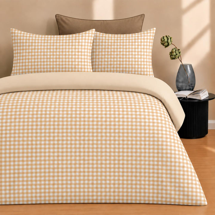 Crisscross Yellow Cotton King Bedsheet - 250 TC