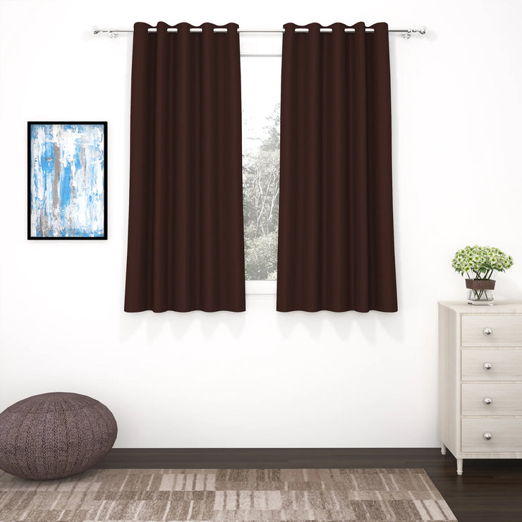 Brown Blackout Faux Silk Room Darkening Window/Door/Long Door Curtains(10203)