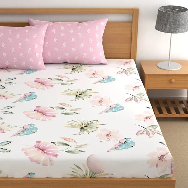 Autumn Bliss Cotton Blend Elastic Fitted King Bedsheet