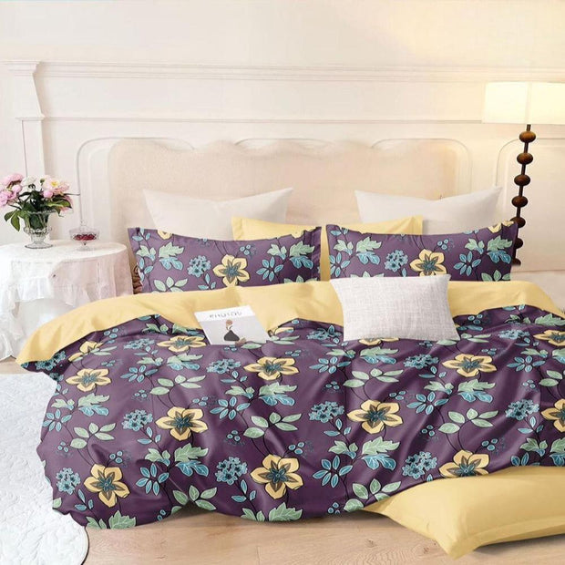 Grape Flower 210 TC Cotton Blend Flat King Bedsheet