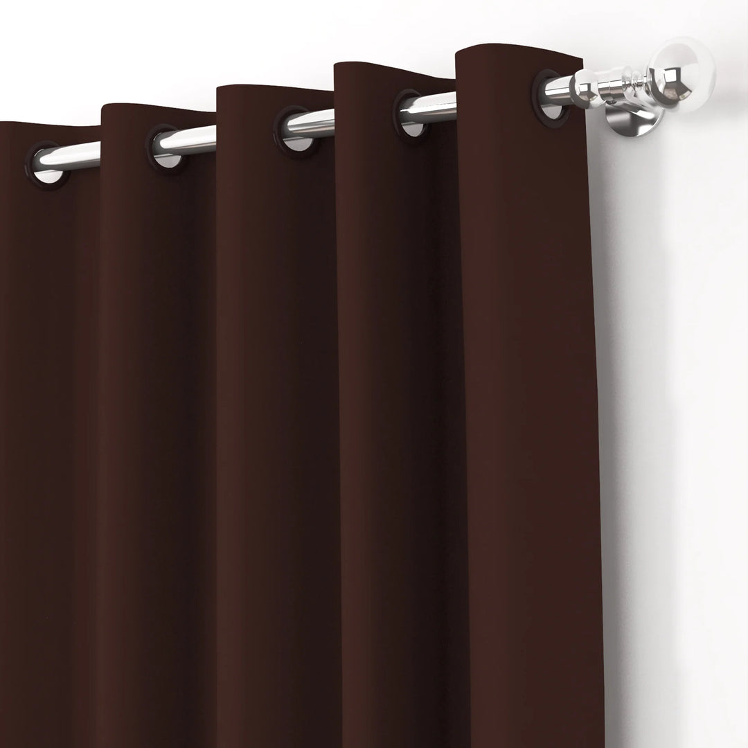 Brown Blackout Faux Silk Room Darkening Window/Door/Long Door Curtains(10203)