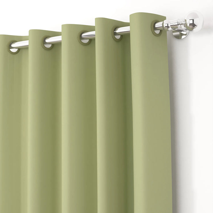 Green Blackout Faux Silk Room Darkening Window/Door/Long Door Curtains(10206)