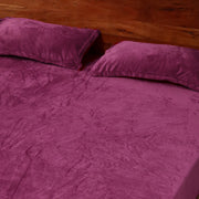 Grape Warm Winter Flannel Fitted King Bedsheet