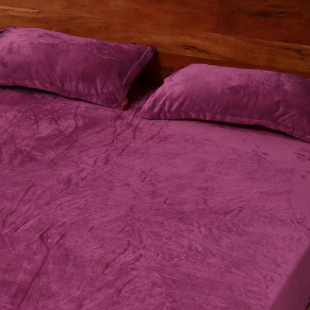 Grape Warm Winter Flannel Fitted King Bedsheet