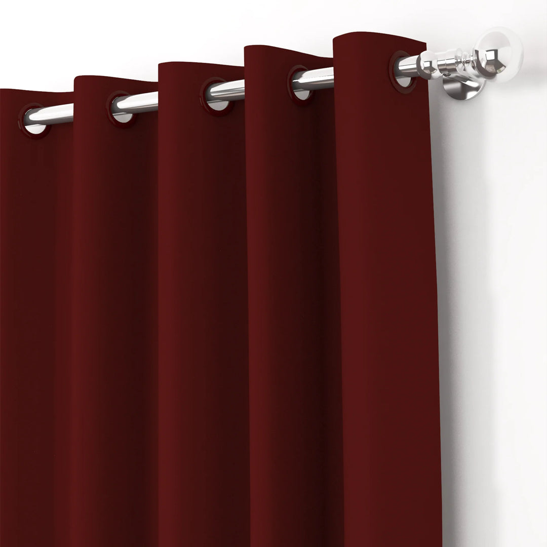 Maroon Blackout Faux Silk Room Darkening Window/Door/Long Door Curtains (10212)