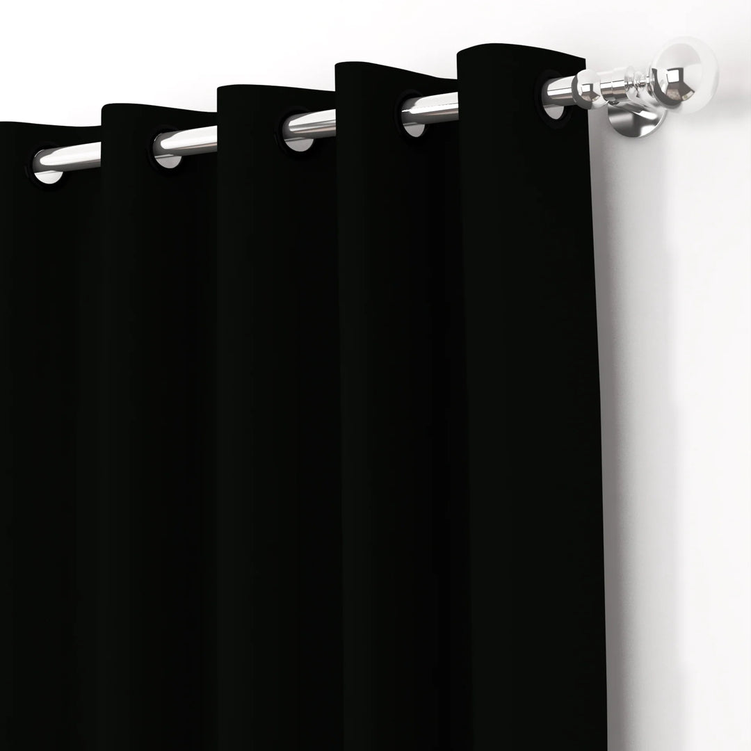 Black Blackout Faux Silk Room Darkening Window/Door/Long Door Curtains (10213)