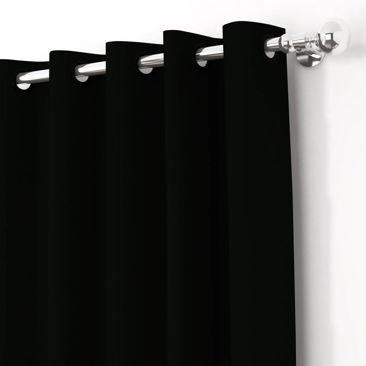 Black Blackout Faux Silk Room Darkening Window/Door/Long Door Curtains (10213)