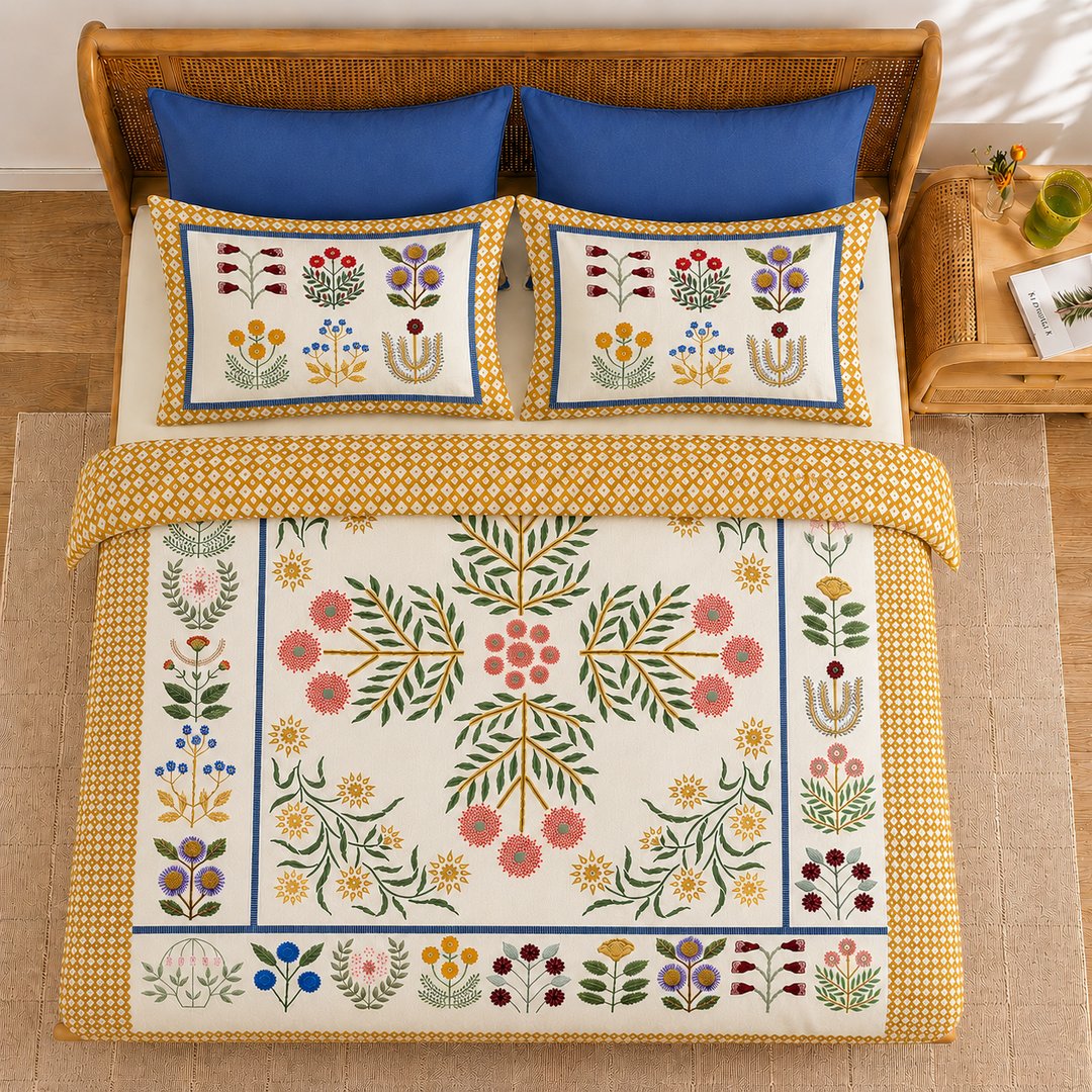 Flora Ledger Cotton King Bedsheet - 250 TC