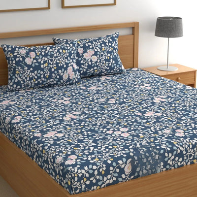 Spring Fling Cotton Blend Super King Bedsheet with 2 Pillow Covers (108x108 inches)