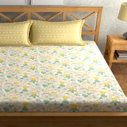 Yellow Rose Cotton Blend Elastic Fitted King Bedsheet