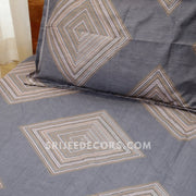 Grey Maze Cotton Blend Elastic Fitted King Bedsheet