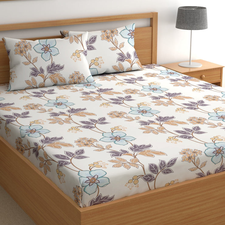 Morning Glory 210 TC Cotton Blend Flat King Bedsheet