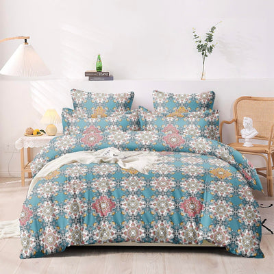 Blue Damas 210 TC Cotton Blend Flat King Bedsheet