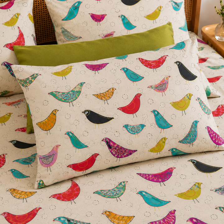 Chirping Birds Cotton King Bedsheet - 250 TC