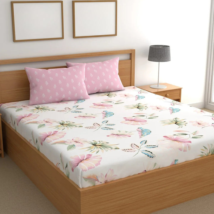 Autumn Bliss Cotton Blend Elastic Fitted King Bedsheet