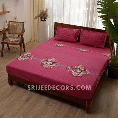 Ruby Belt Cotton Blend Elastic Fitted King Bedsheet