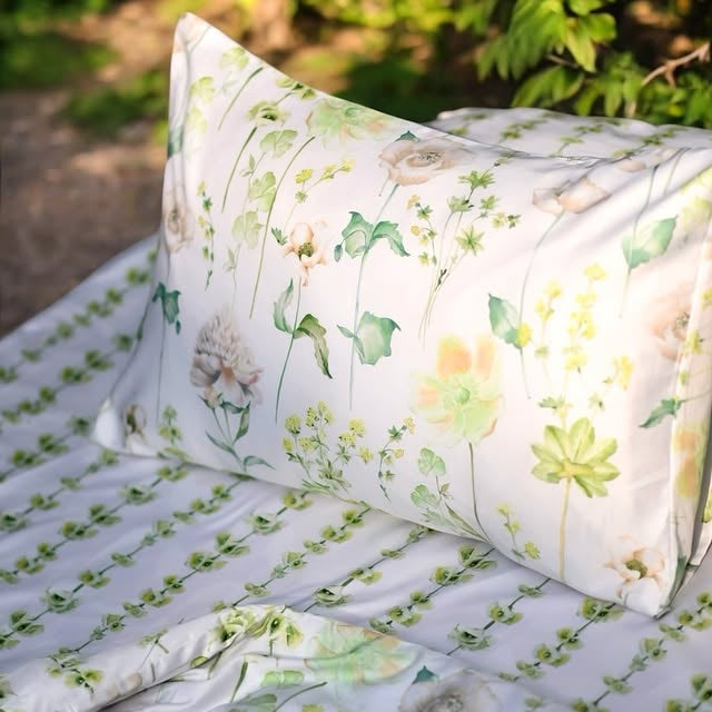 Rainy Garden Cotton King Bedsheet - 250 TC