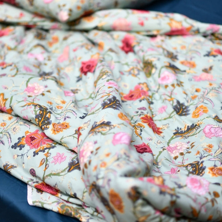 Garden Glow Cotton King Bedsheet - 250 TC