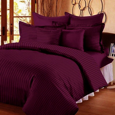Plain Wine Cotton Blend Elastic Fitted Queen Bedsheet