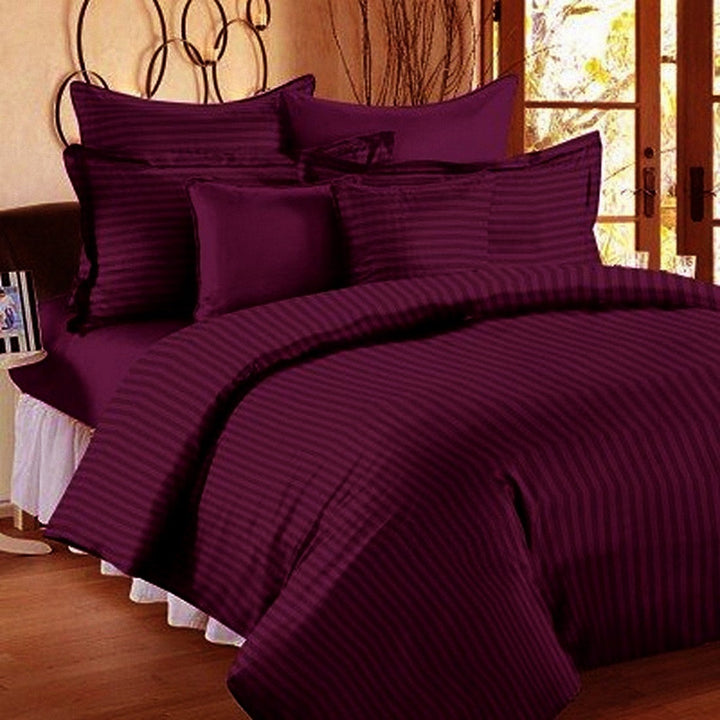 Plain Wine 210 TC Cotton Blend Flat King Bedsheet