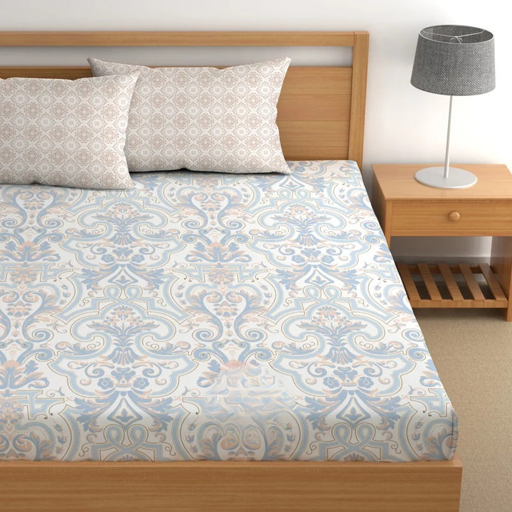 Pixel Comfort Cotton Blend Elastic Fitted King Bedsheet